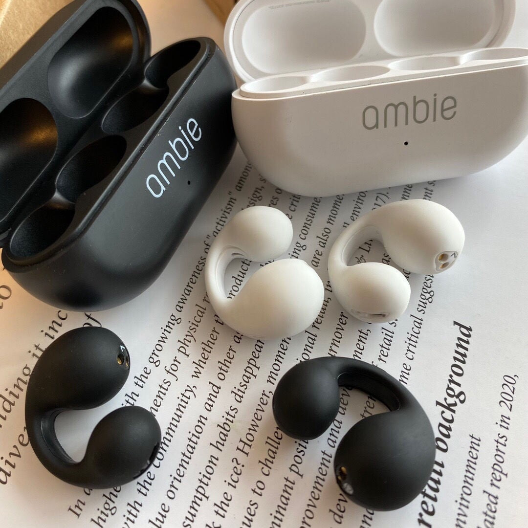 Fones De Ouvido Ambie Bluetooth Sem Fio, TWS Sport Headset, Ear Buds, Auriculares, Esporte Earbuds