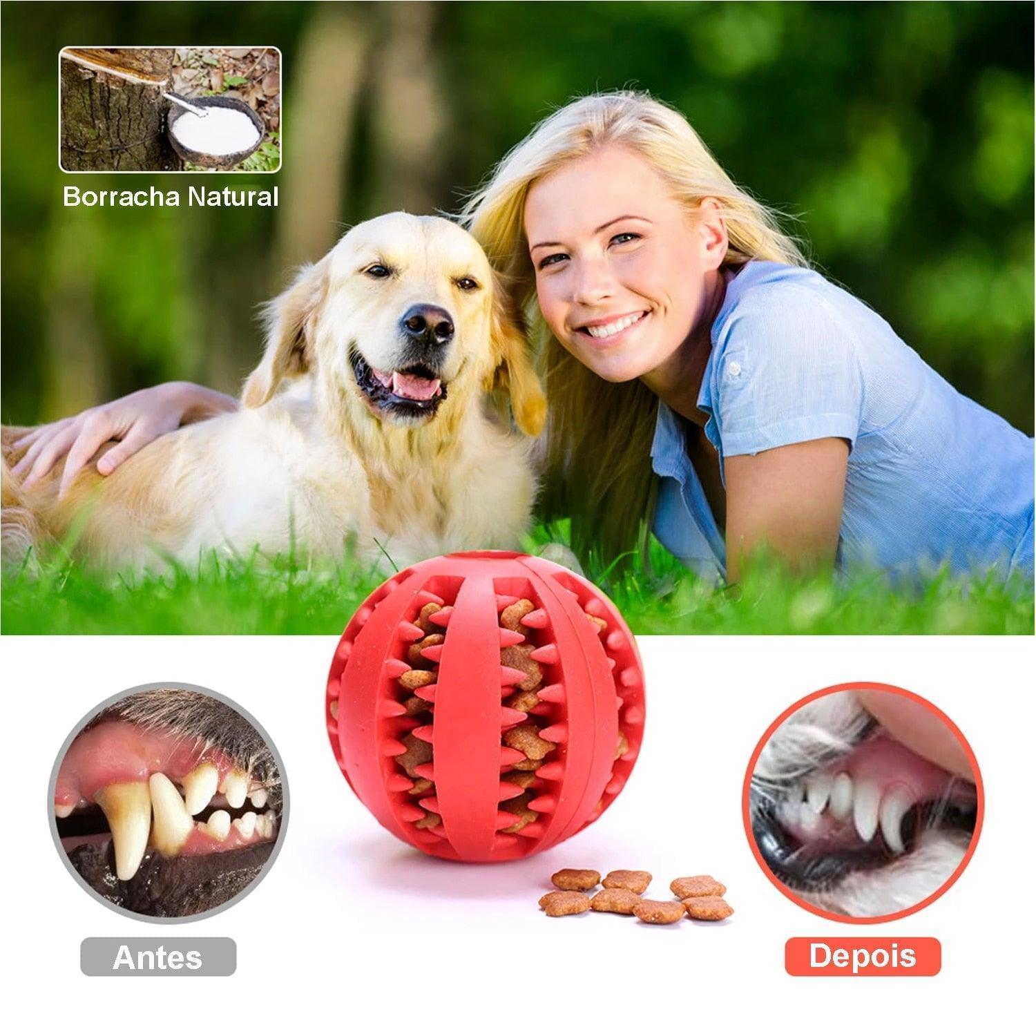 Bolinha Interativa de ração para cachorro Brinquedo Macio limpa dente extra-resistente