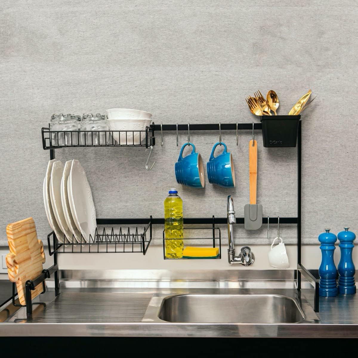 Cozinha Suspensa Modular Autosustentável Escorredor 20 Peças (PRETA)