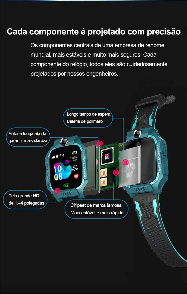 Relógios inteligentes Q19 p/ crianças Smartwatch infantil com GPS Rastreador Câmera à prova dágua e SOS