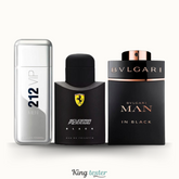 Combo de 3 Perfumes Masculinos - 212 VIP, Ferrari Black e Bvlgari In Black - 100ml
