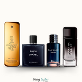 Combo de 4 Perfumes Masculinos - 1 Million, Bleu de Chanel, Sauvage e 212 VIP Black