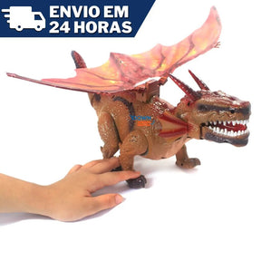 Dragão Místico Brinquedo Infantil Bate Asas Anda 43 Cm com Som