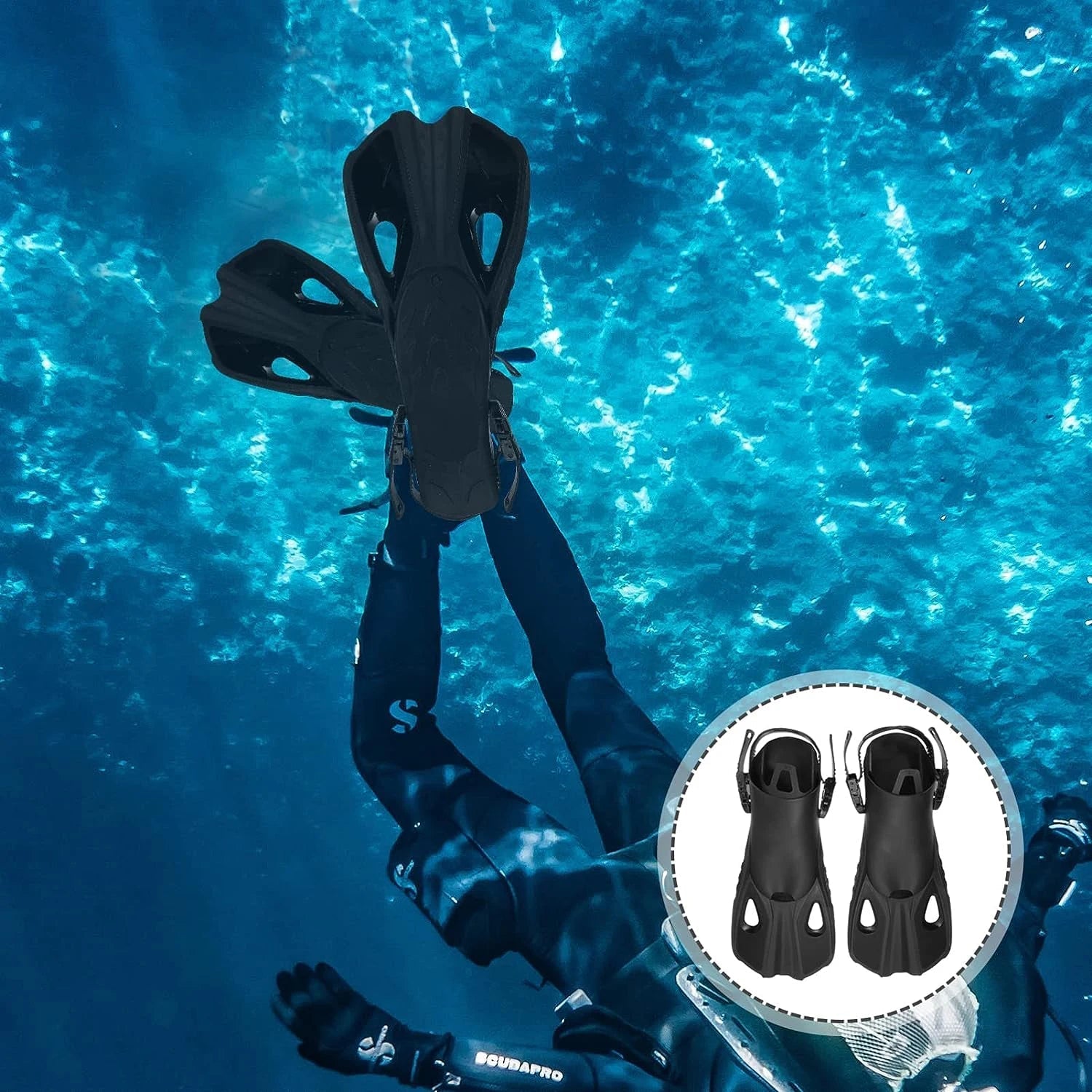 Nadadeiras de mergulho profissional pé de pato para adultos e crianças, Sapatos de natação ajustáveis, Silicone Long Submersible Flippers