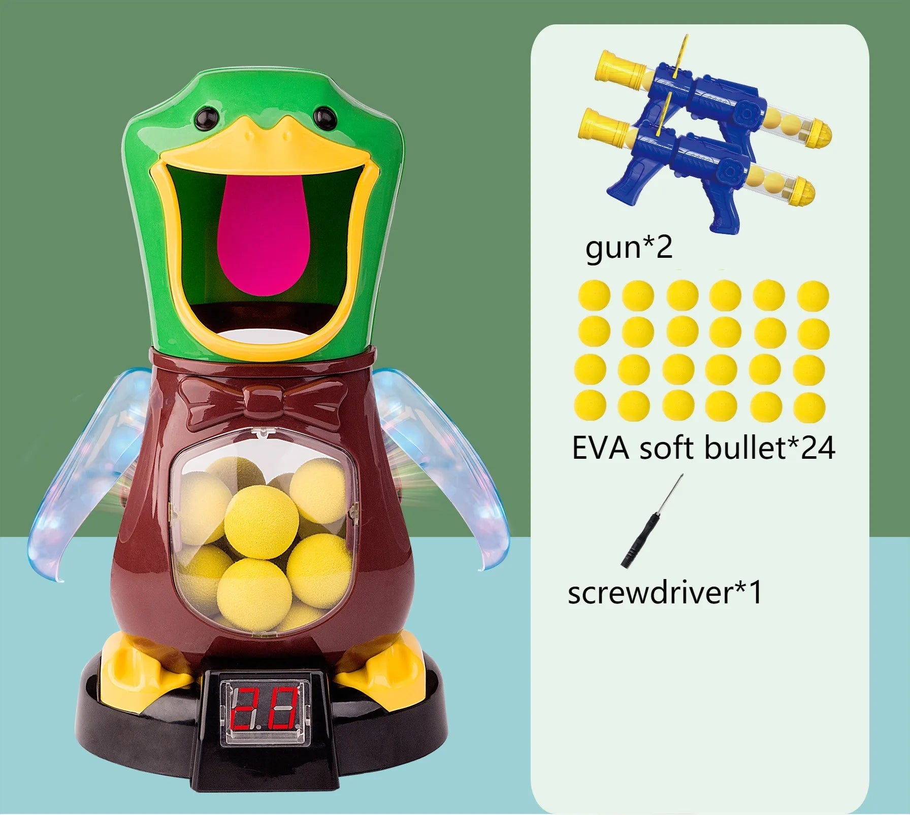 Caça Pato com ganhão de bolinha bola macia com luz eletrônico jogos de batalha de pontuação engraçado brinquedo para crianças