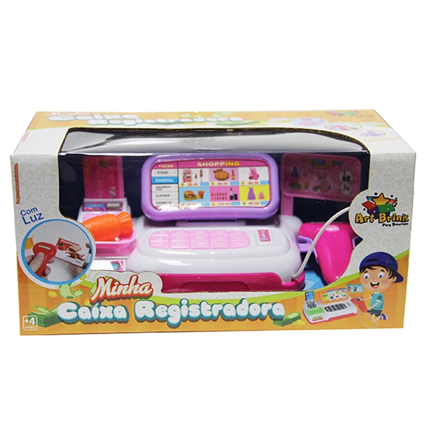 Mini Caixa Registradora com Luz e Acessórios ArtBrink Brinquedo Infantil Meninas Mercadinho