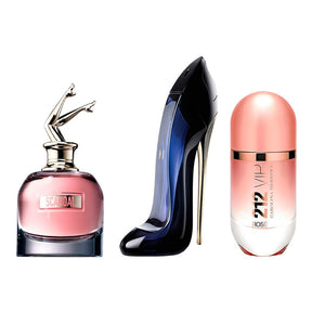 Combo de 3 Perfumes Femininos - Scandal, Good Girl e 212 Rose