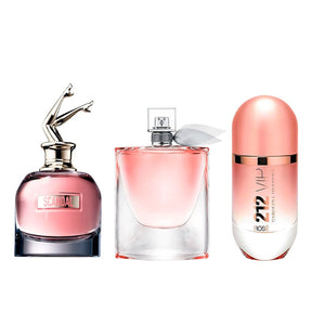 Combo de 3 Perfumes Femininos Scandal, La Vie est Belle e 212 Rose - 100ml
