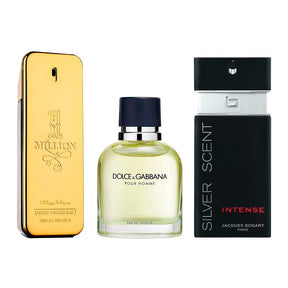 Combo de 3 Perfumes Masculinos - 1 Million, D&G Pour Homme e Silver Scent -100ml
