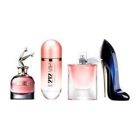 Combo de 4 Perfumes 100 ml Femininos - Scandal, 212 VIP Rosé, La Vie est Belle e Good Girl