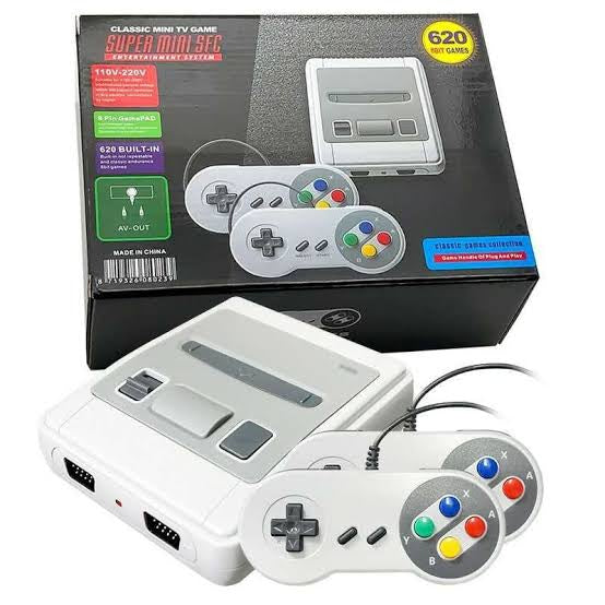 Super Mini Video Game 8 Bits com 620 jogos Retro 8 Bits e 2 controles compatível com cartuchos da época Nintendo