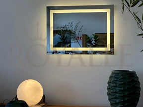 Espelho LED Jateado Retangular 120x90 Cm Grande Fonte bivolt