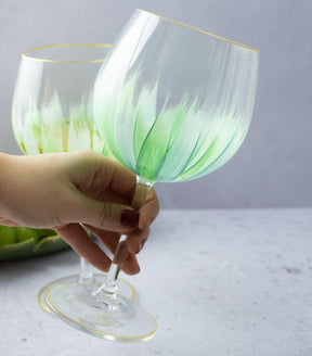 Kit Presente 2 Taças Gin de Cristal Green | SOB ENCOMENDA